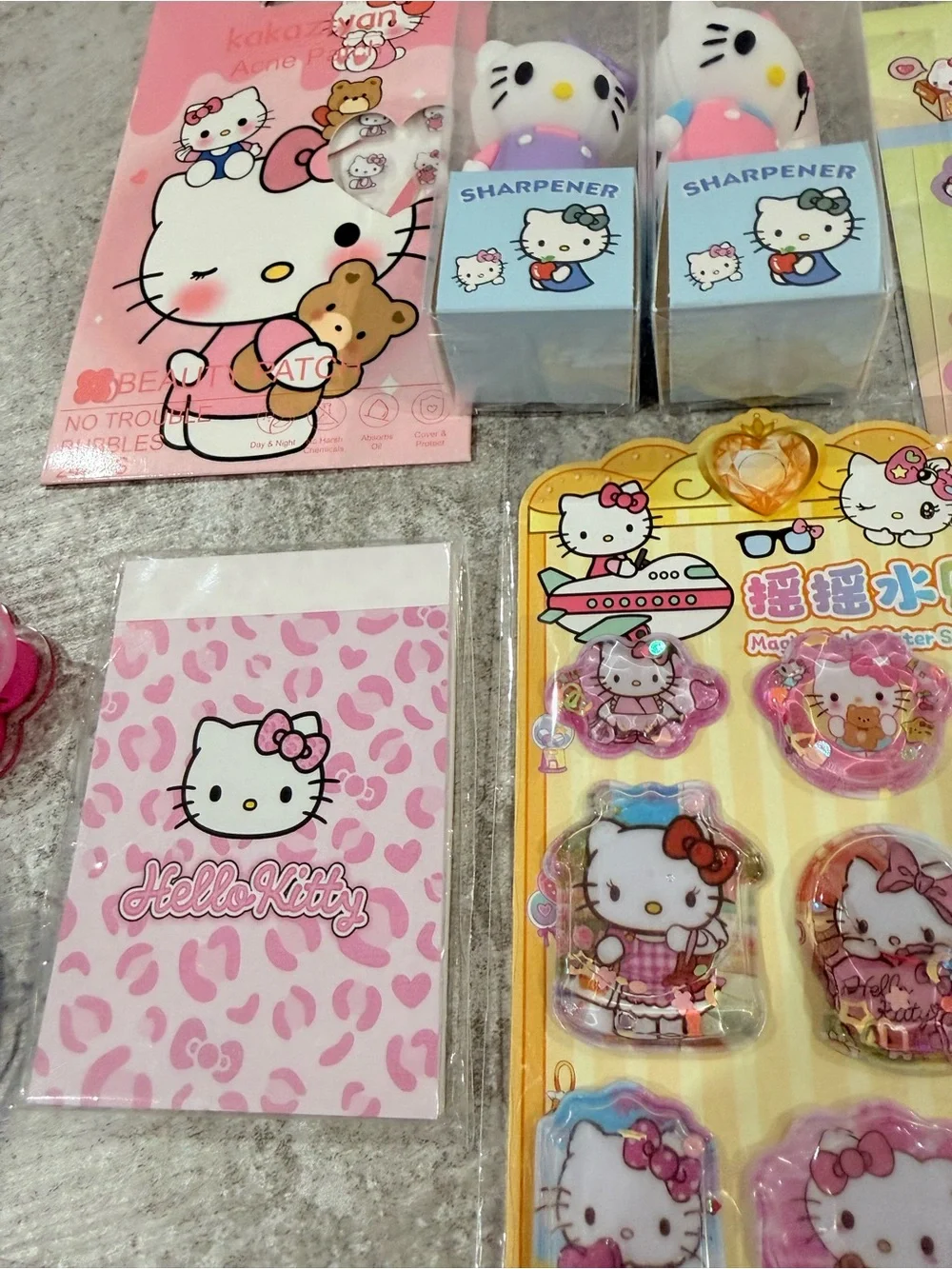 Hello Kitty pink 10 bundle lot accessories stationary sticker cute gift Sanrio.